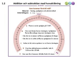 1 2 Addition och subtraktion med huvudrkning AKTIVITET
