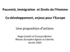 Pauvret Immigration et Droits de lHomme Codveloppement enjeux