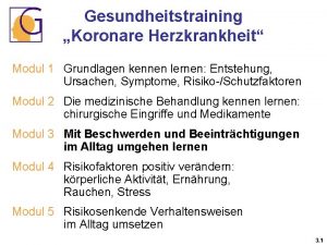 Gesundheitstraining Koronare Herzkrankheit Modul 1 Grundlagen kennen lernen