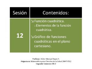 Sesin Contenidos Funcin cuadrtica 12 Elementos de la