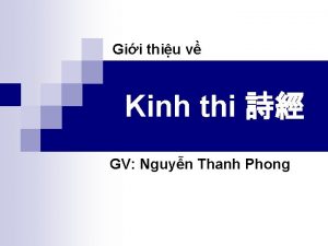 Gii thiu v Kinh thi GV Nguyn Thanh