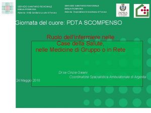 SERVIZIO SANITARIO REGIONALE EMILIAROMAGNA Azienda Unit Sanitaria Locale