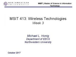 MSIT Master of Science in Information Technology MSIT