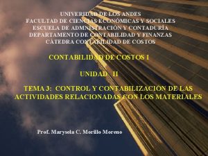 UNIVERIDAD DE LOS ANDES FACULTAD DE CIENCIAS ECONMICAS