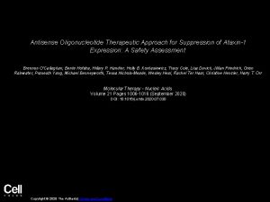Antisense Oligonucleotide Therapeutic Approach for Suppression of Ataxin1