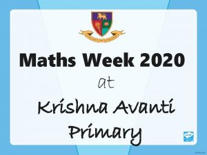 Maths Week 2020 at Krishna Avanti Primary Maths