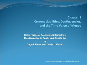 Chapter 9 Current Liabilities Contingencies and the Time