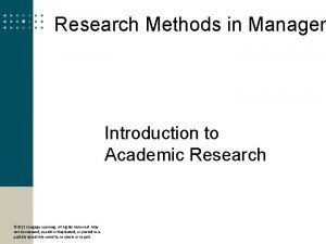 1 Research Methods in Managem The Role of