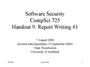 Software Security Comp Sci 725 Handout 9 Report