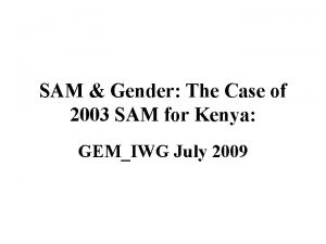 SAM Gender The Case of 2003 SAM for