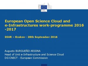 European Open Science Cloud and eInfrastructures workprogramme 2016