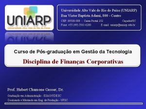 Universidade Alto Vale do Rio do Peixe UNIARP