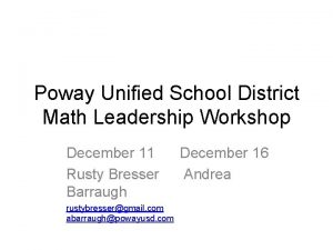 Poway Unified School District Math Leadership Workshop December