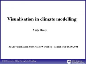 Visualisation in climate modelling Andy Heaps JCSR Visualisation
