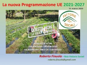 La nuova Programmazione UE 2021 2027 31 marzo