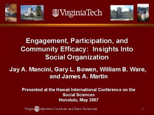 Engagement Participation and Community Efficacy Insights Into Social