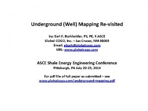 Underground Well Mapping Revisited by Earl F Burkholder