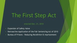 The First Step Act enacted Dec 21 2018