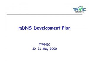 m DNS Development Plan TWNIC 20 21 May