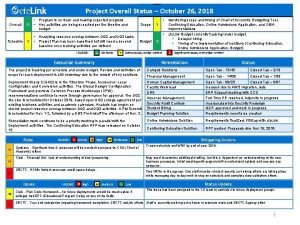 Project Overall Status October 26 2018 Overall G