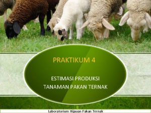 PRAKTIKUM 4 ESTIMASI PRODUKSI TANAMAN PAKAN TERNAK Laboratorium