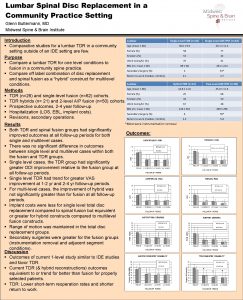 Lumbar Spinal Disc Replacement in a Community Practice