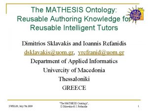 The MATHESIS Ontology Reusable Authoring Knowledge for Reusable