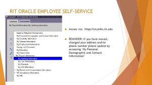 RIT ORACLE EMPLOYEE SELFSERVICE Access via https myinfo