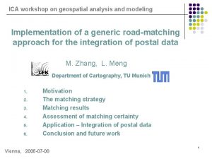 ICA workshop on geospatial analysis and modeling Implementation