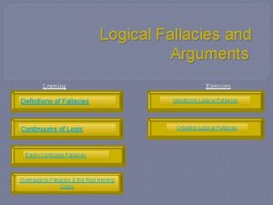 Logical Fallacies and Arguments Learning Definitions of Fallacies