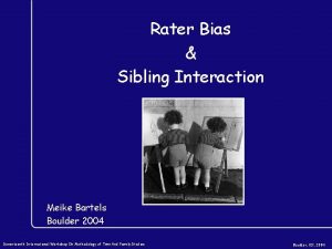 Rater Bias Sibling Interaction Meike Bartels Boulder 2004