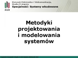 Kierunek Elektronika i Telekomunikacja Studia II stopnia Specjalno