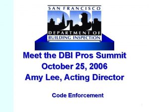 Meet the DBI Pros Summit October 25 2006