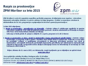 Razpis za prostovoljce ZPM Maribor za leto 2015
