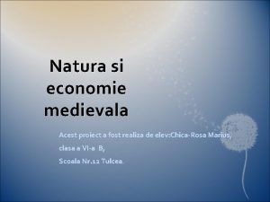 Natura si economie medievala Acest proiect a fost