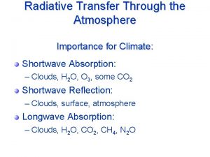 Radiative Transfer Through the Atmosphere Importance for Climate