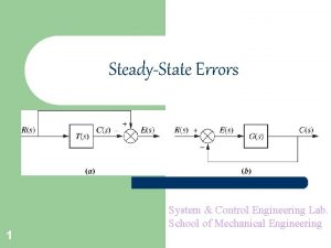 SteadyState Errors 1 System Control Engineering Lab School