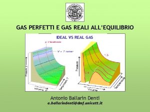GAS PERFETTI E GAS REALI ALLEQUILIBRIO IDEAL VS