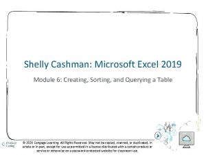Shelly Cashman Microsoft Excel 2019 Module 6 Creating