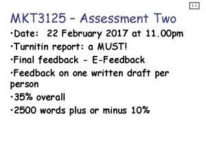 1 1 MKT 3125 Assessment Two Date 22