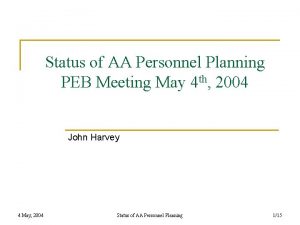 Status of AA Personnel Planning PEB Meeting May