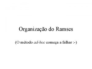 Organizao do Ramses O mtodo adhoc comea a