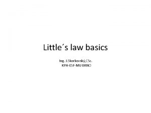 Littles law basics Ing J Skorkovsk CSc KPHESFMU