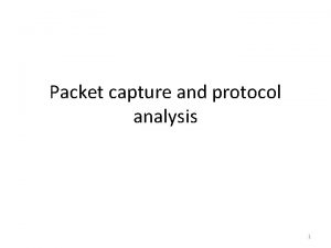 Packet capture and protocol analysis 1 Content TCPIP