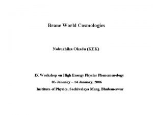 Brane World Cosmologies Nobuchika Okada KEK IX Workshop