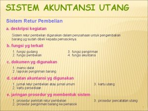 SISTEM AKUNTANSI UTANG Sistem Retur Pembelian a deskripsi