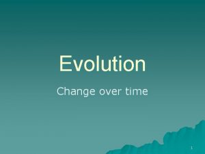 Evolution Change over time 1 The Origin of
