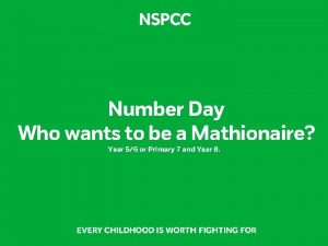 Number Day Who wants to be a Mathionaire