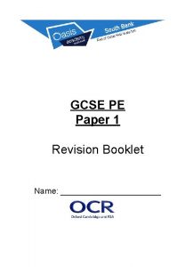 GCSE PE Paper 1 Revision Booklet Name Topic