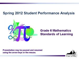 Spring 2012 Student Performance Analysis Grade 6 Mathematics